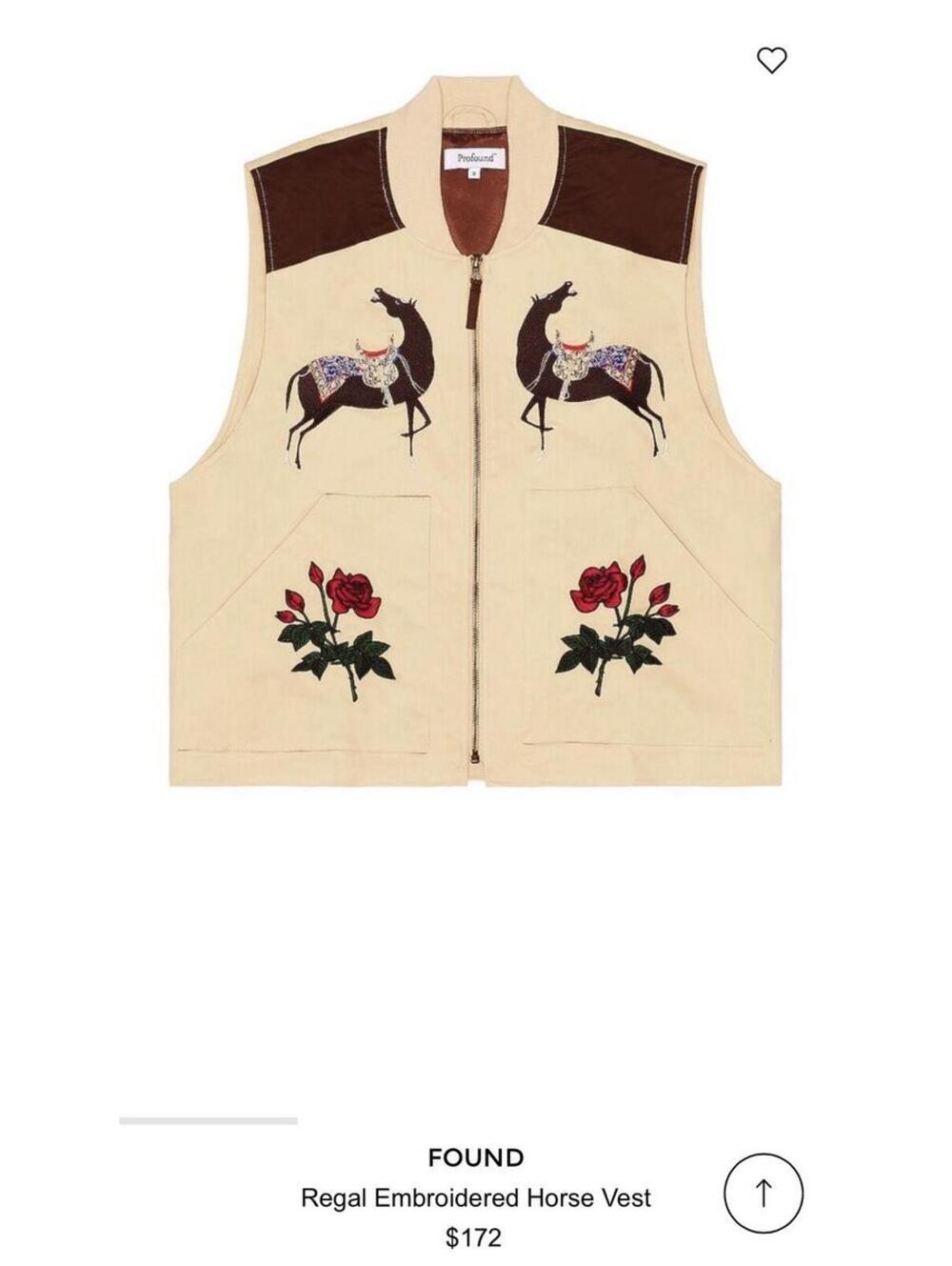 FOUND Profound Equestrian Roses Regal Embroidered Vest Medium Large XL 25x27 RRL